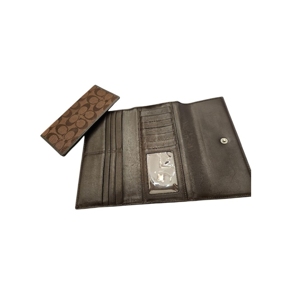 Coach Brown Signature Canvas Wallet One Size - Picture 7 of 14